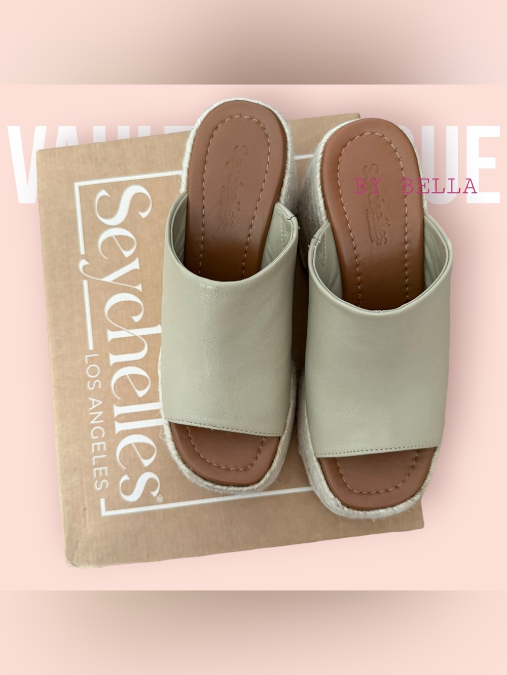 Seychelles Cream Leather Slide Espadrille Mules